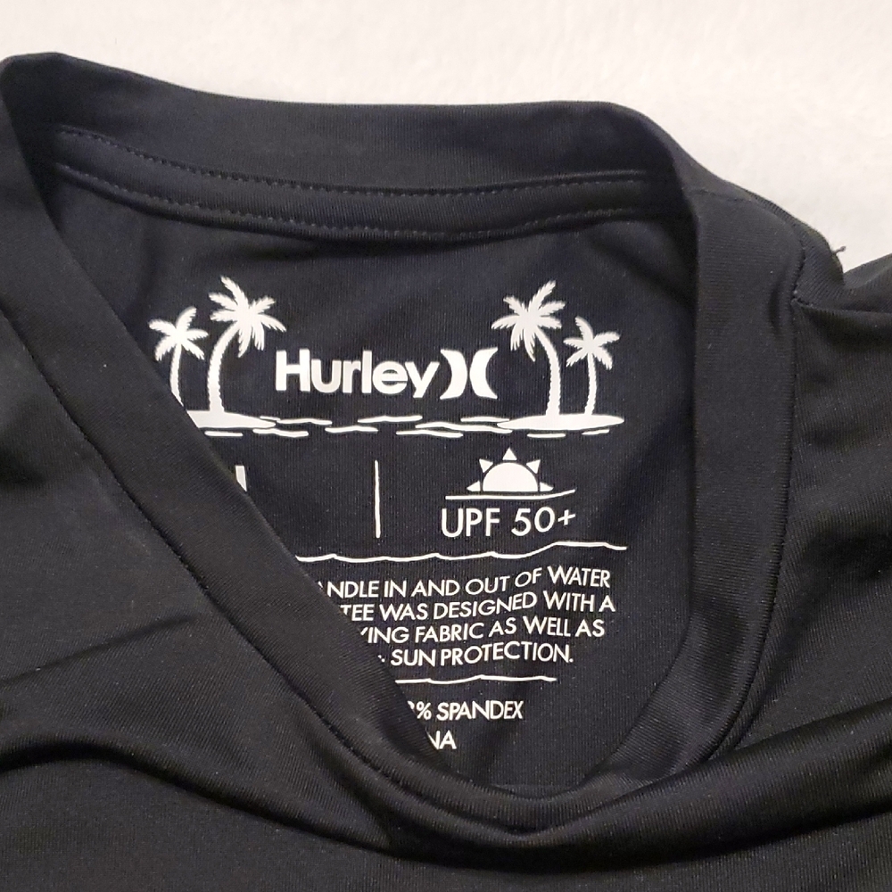 Hurley Short Sleeve Rash Guard Shirt with Logo - Picture 2 of 4
